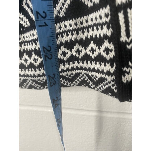 RALPH LAUREN Petites Black White Tribal Knit Open Sweater Vest SZ PP Small - Picture 9 of 9